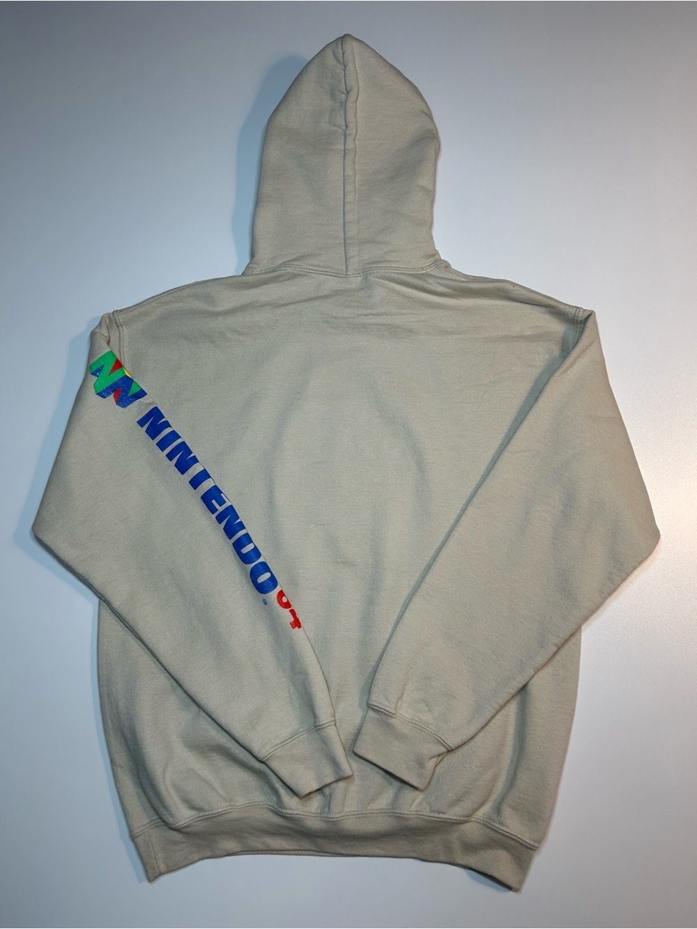 Official Nintendo 64 Retro Logo Graphic Sleeve Print Hoodie Tan Cream - Picture 5 of 8